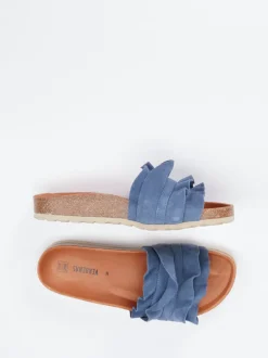 Verbenas – Pantoletten aus Veloursleder jeansblau