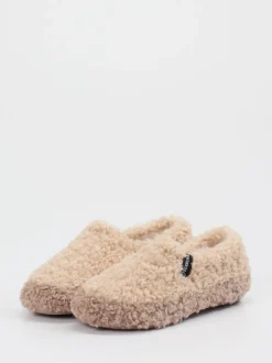 Verbenas – Slipper aus Textil mit Kunstfellstruktur beige