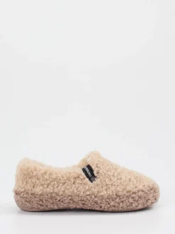 Verbenas – Slipper aus Textil mit Kunstfellstruktur beige