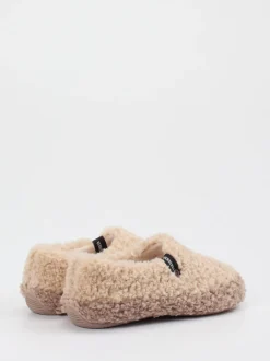 Verbenas – Slipper aus Textil mit Kunstfellstruktur beige