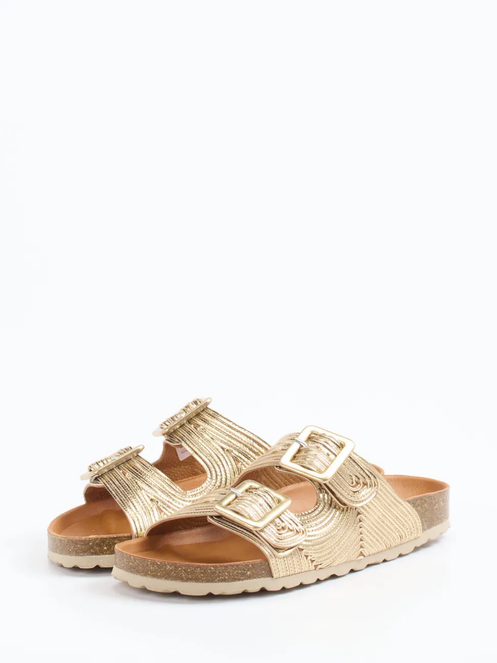 Verbenas – Zweiriemer-Pantolette aus Metallic-Synthetik goldfarben