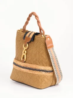 Viamailbag – Bucket Bag aus Textil in Honigbraun