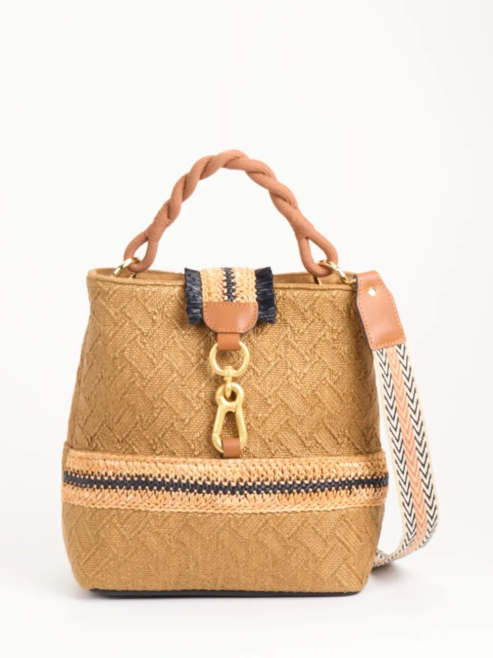 Viamailbag – Bucket Bag aus Textil in Honigbraun