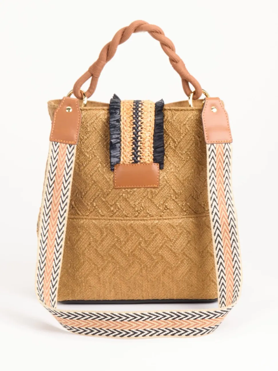Viamailbag – Bucket Bag aus Textil in Honigbraun