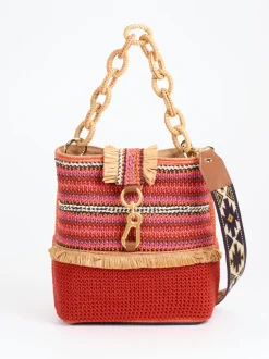 Viamailbag – Bucket Bag aus Baumwolle mit Raffia-Details