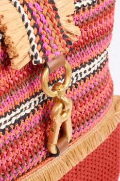 Viamailbag – Bucket Bag aus Baumwolle mit Raffia-Details