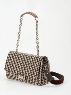 Viamailbag – Schultertasche aus Bouclé-Textil Dunkelbraun