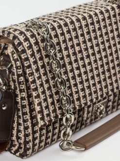 Viamailbag – Schultertasche aus Bouclé-Textil Dunkelbraun