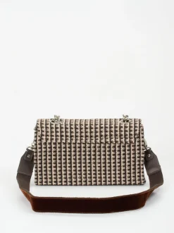 Viamailbag – Schultertasche aus Bouclé-Textil Dunkelbraun