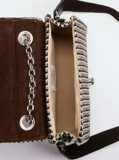 Viamailbag – Schultertasche aus Bouclé-Textil Dunkelbraun