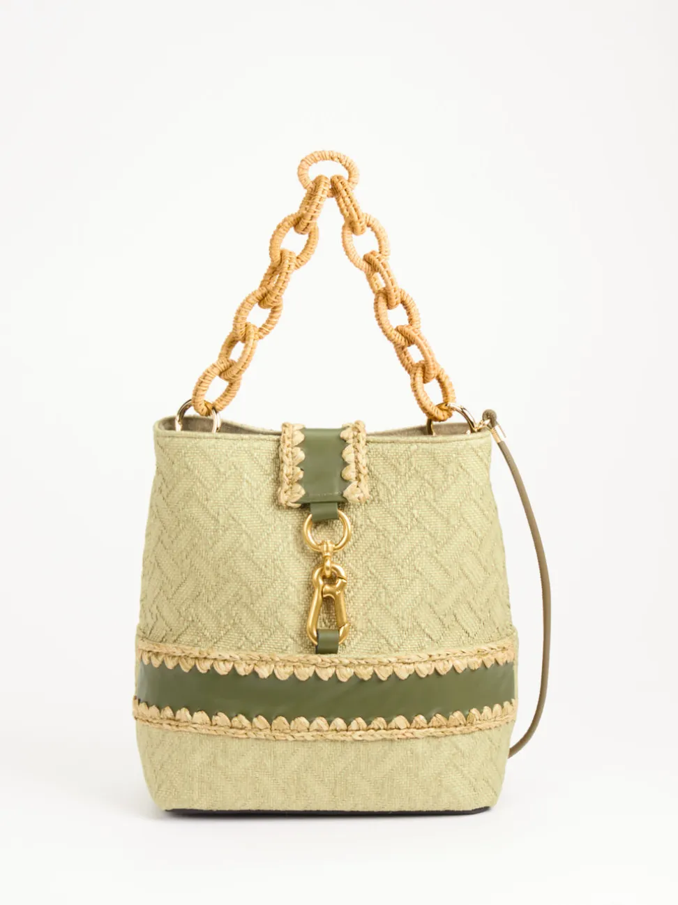 Viamailbag – Schultertasche aus Textil mit Bastdetails