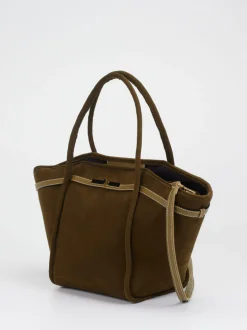 Viamailbag – Shopper aus Veloursleder olivbraun