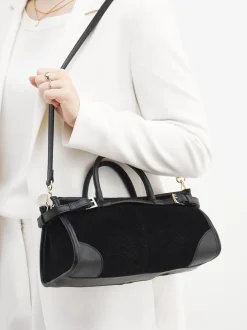 Viamailbag – Top Handle Bag aus Textil und Leder Schwarz