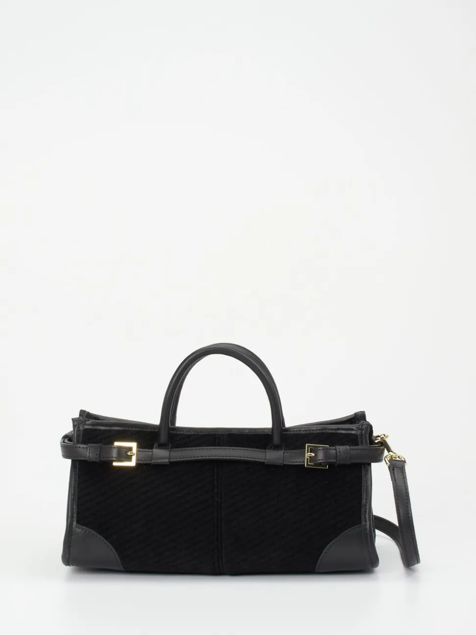 Viamailbag – Top Handle Bag aus Textil und Leder Schwarz