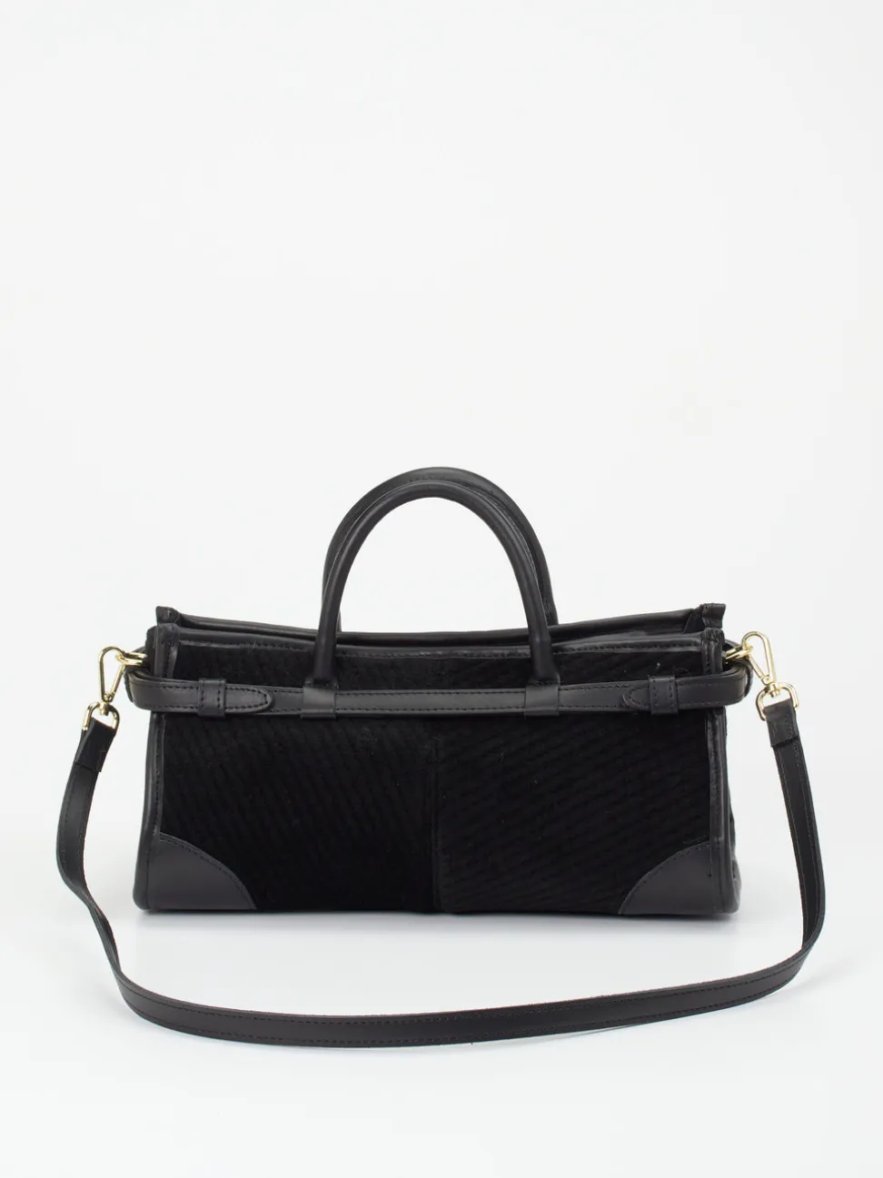 Viamailbag – Top Handle Bag aus Textil und Leder Schwarz
