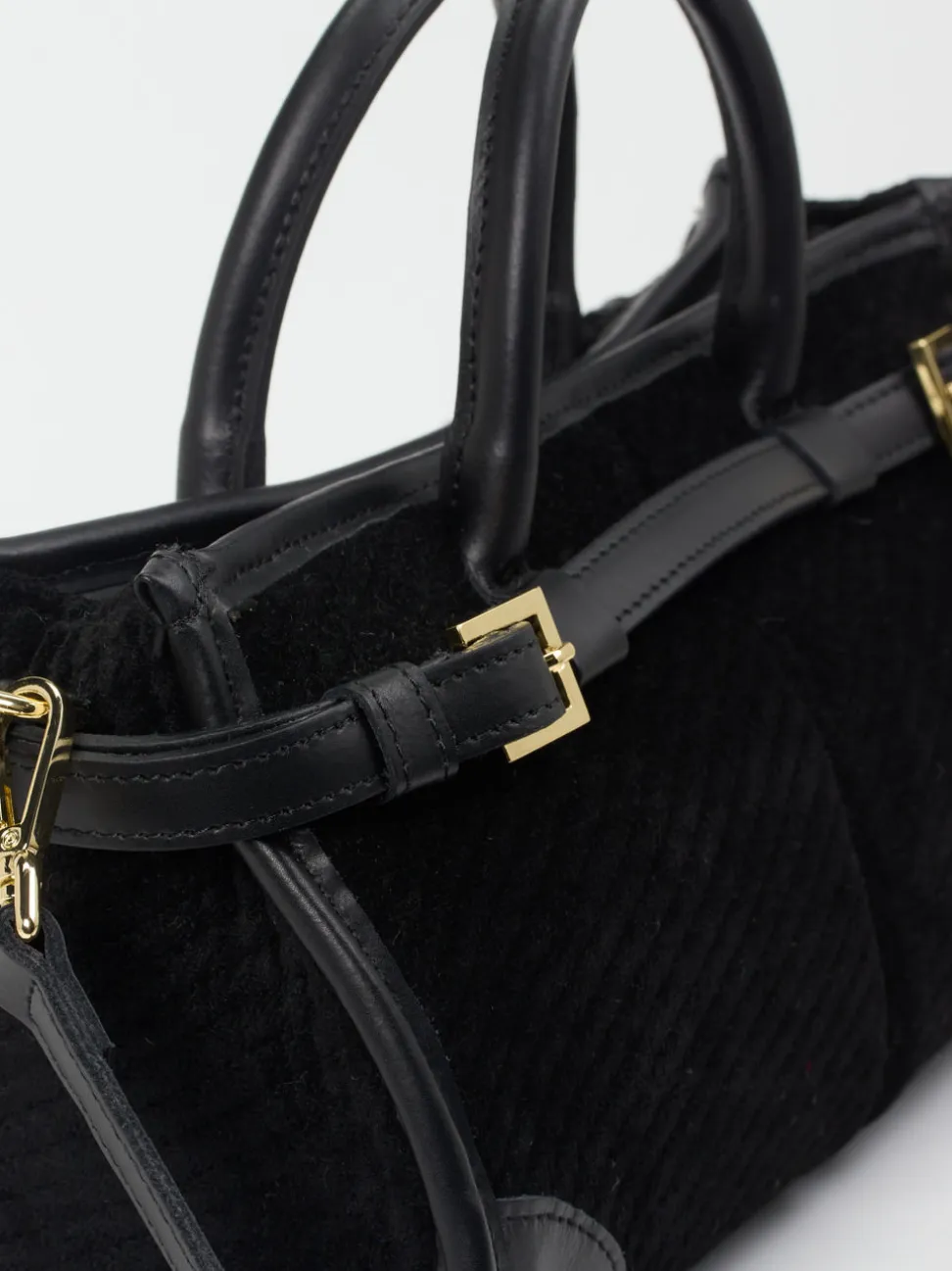 Viamailbag – Top Handle Bag aus Textil und Leder Schwarz