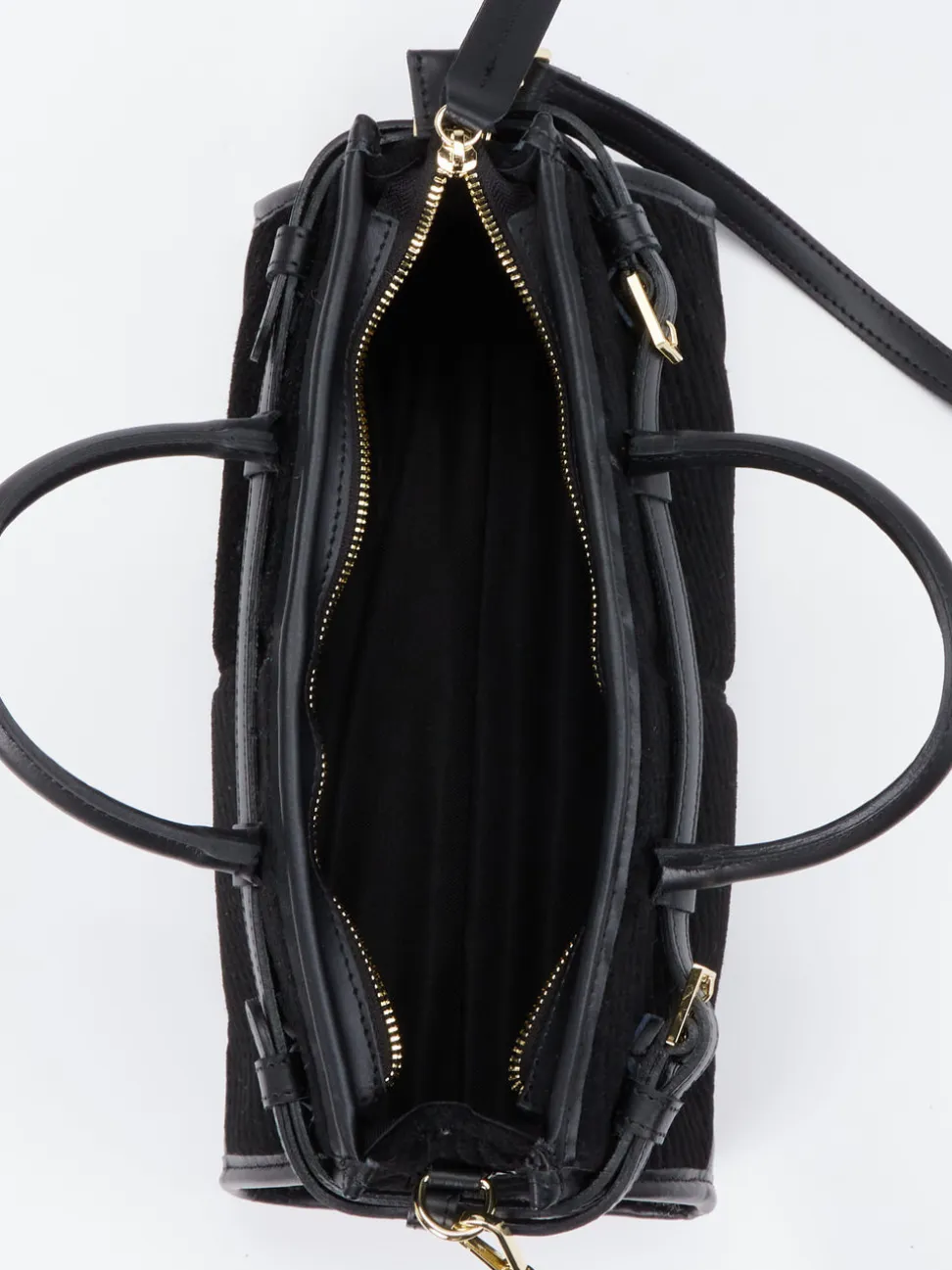 Viamailbag – Top Handle Bag aus Textil und Leder Schwarz