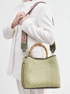 Viamailbag – Top Handle Bag aus Textil mit Bambusgriff