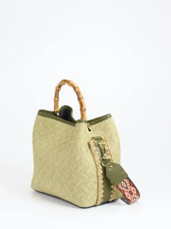 Viamailbag – Top Handle Bag aus Textil mit Bambusgriff