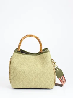 Viamailbag – Top Handle Bag aus Textil mit Bambusgriff