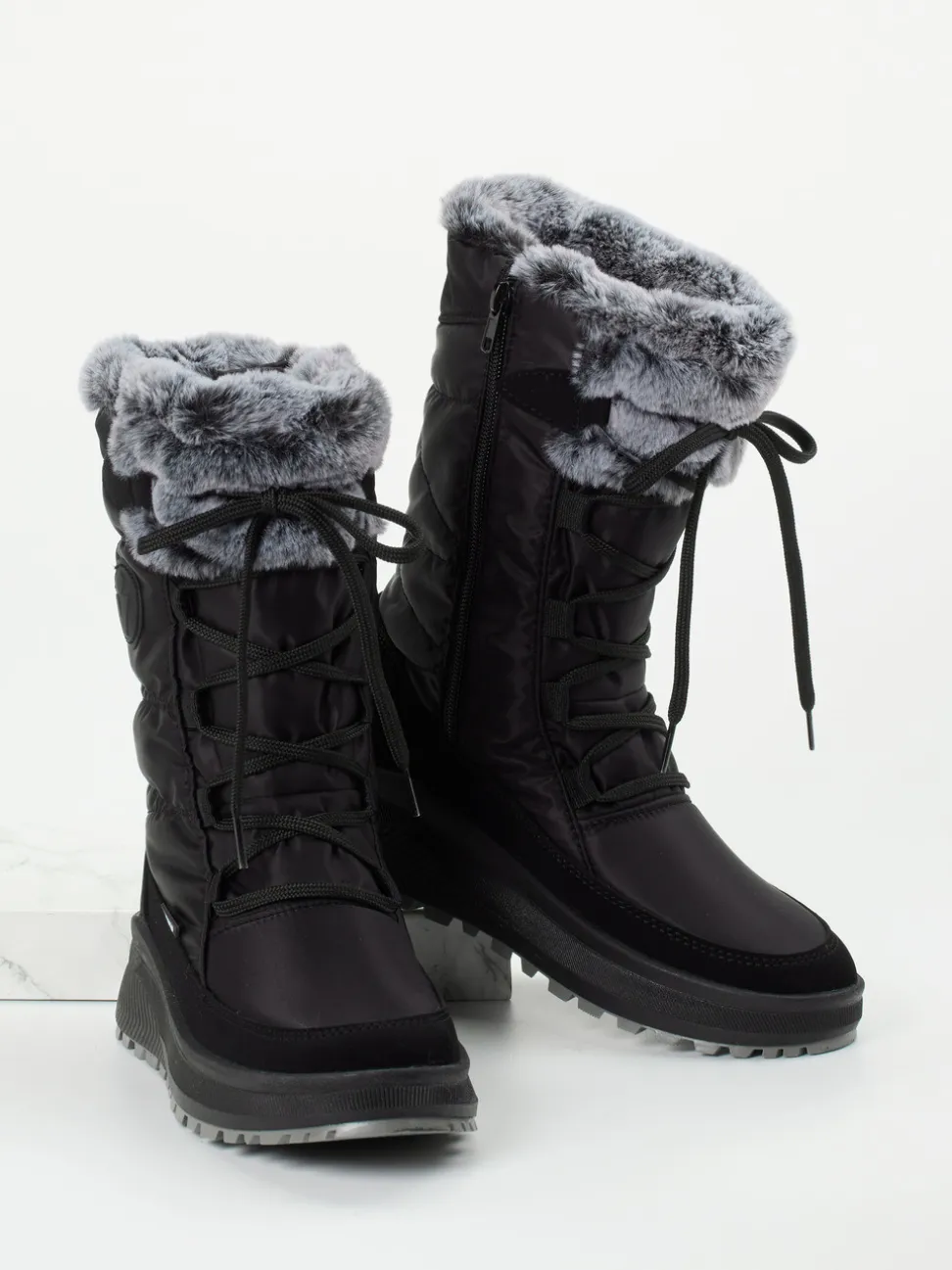 Vista – Winterstiefel aus Nylon und Veloursleder schwarz