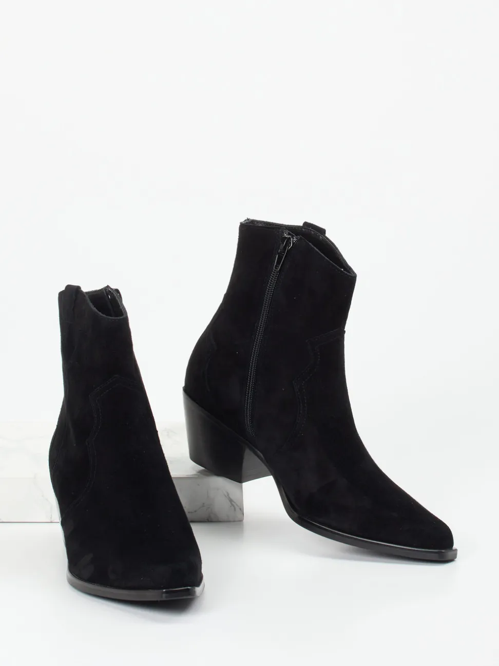Vivian Ray – Western-Stiefelette aus Veloursleder Schwarz