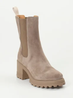 Voile Blanche – Chelsea Boots aus Veloursleder Taupe