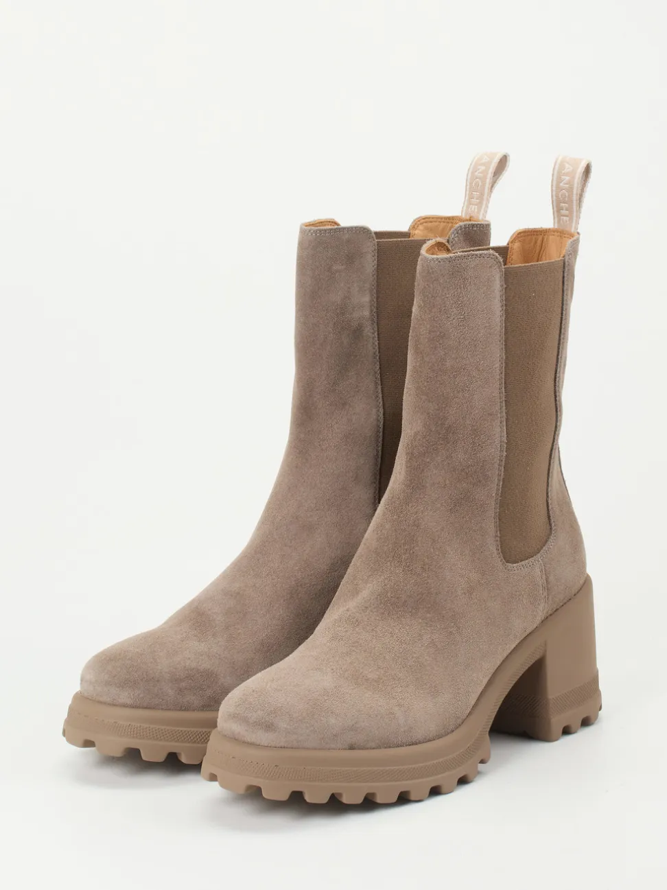 Voile Blanche – Chelsea Boots aus Veloursleder Taupe
