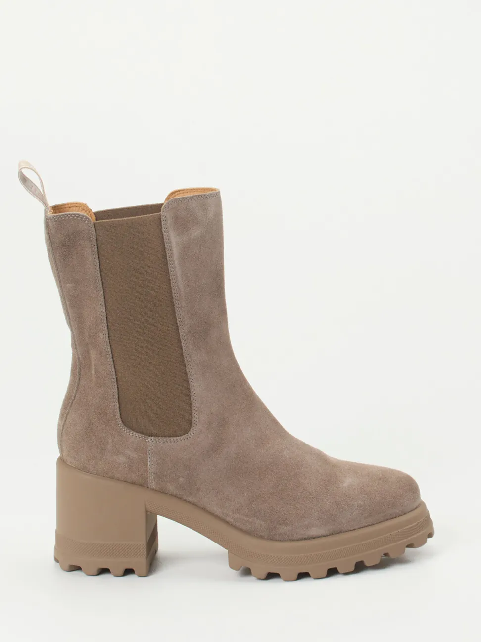 Voile Blanche – Chelsea Boots aus Veloursleder Taupe