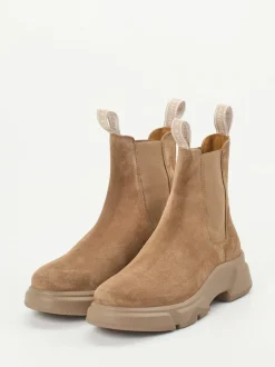 Voile Blanche – Chelsea Boots aus Veloursleder sandbraun