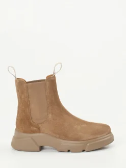 Voile Blanche – Chelsea Boots aus Veloursleder sandbraun
