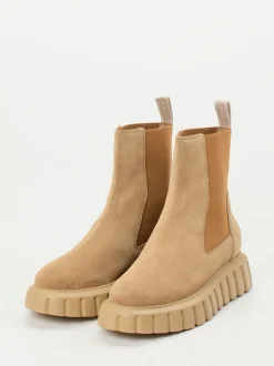 Voile Blanche – Chelsea Boots aus Veloursleder camelfarben