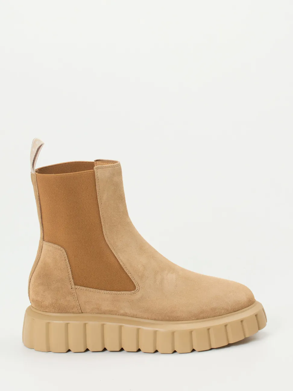 Voile Blanche – Chelsea Boots aus Veloursleder camelfarben