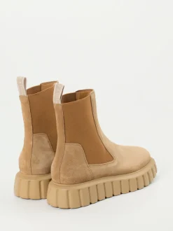 Voile Blanche – Chelsea Boots aus Veloursleder camelfarben