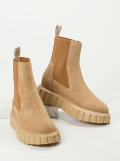 Voile Blanche – Chelsea Boots aus Veloursleder camelfarben