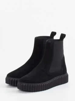 Voile Blanche – Chelsea Boots aus Veloursleder schwarz