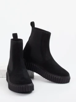 Voile Blanche – Chelsea Boots aus Veloursleder schwarz