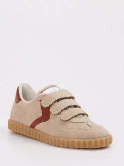 Voile Blanche – Klett-Sneaker aus Veloursleder beige