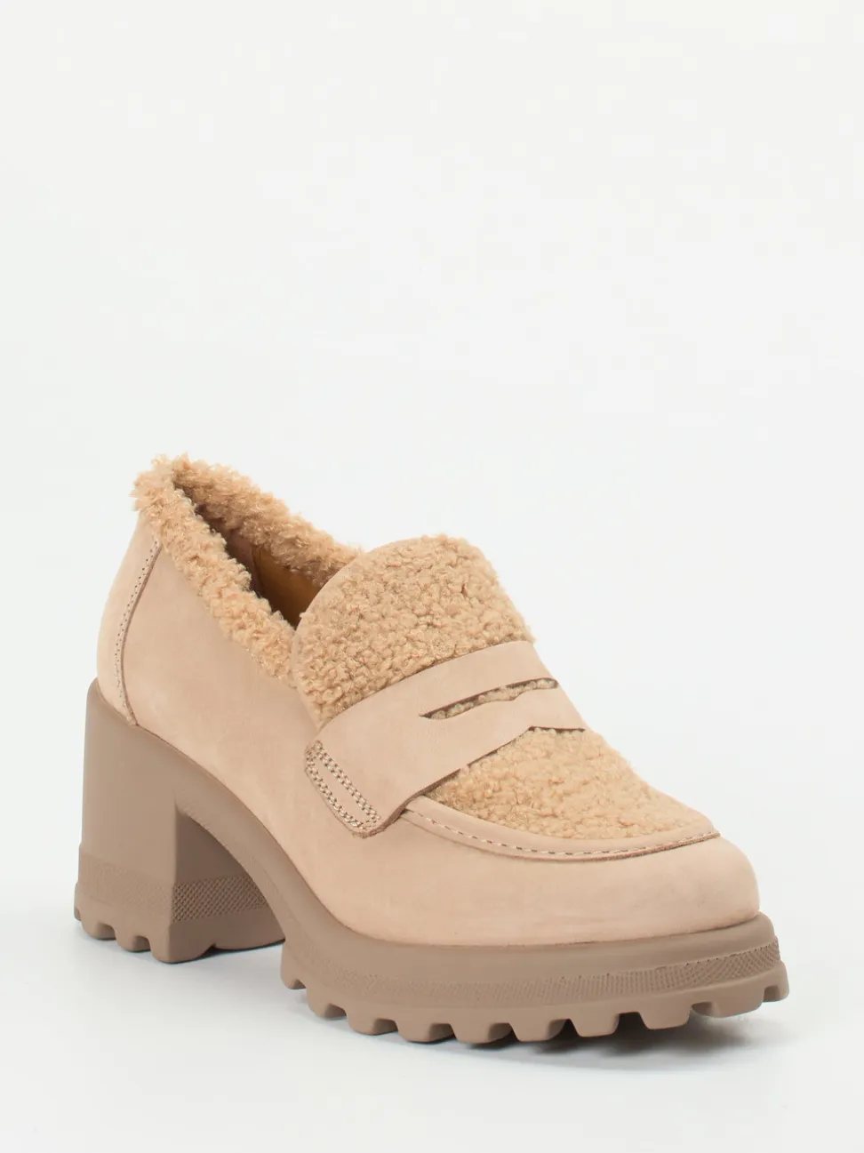 Voile Blanche – Loafer aus Nubukleder mit Teddyfell