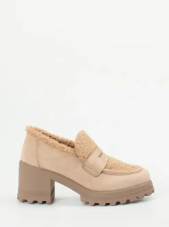 Voile Blanche – Loafer aus Nubukleder mit Teddyfell