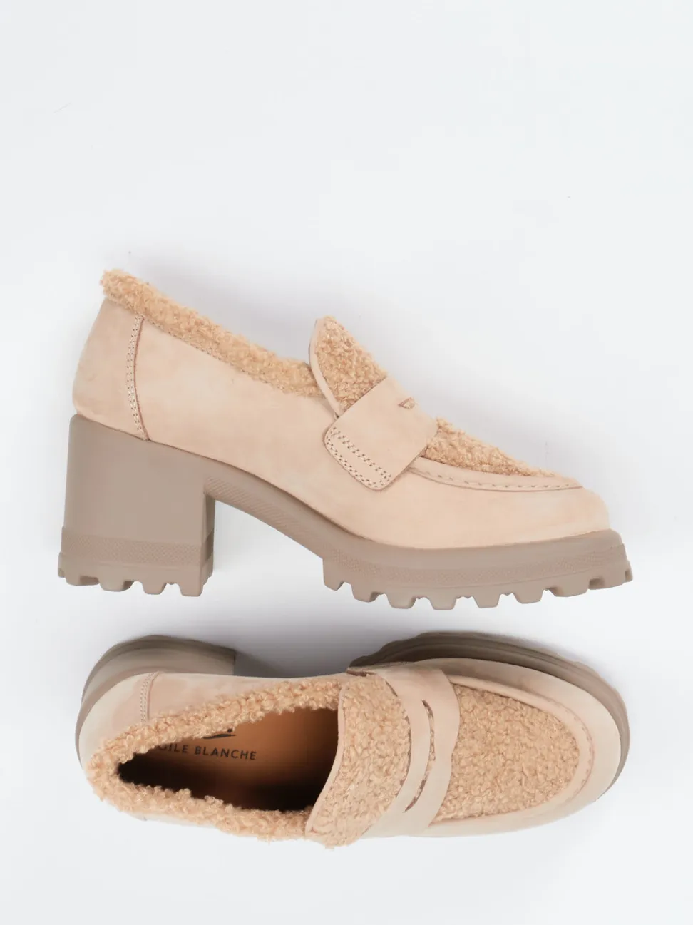 Voile Blanche – Loafer aus Nubukleder mit Teddyfell