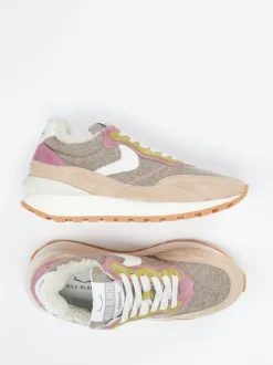 Voile Blanche – Retro-Sneaker aus Veloursleder beige
