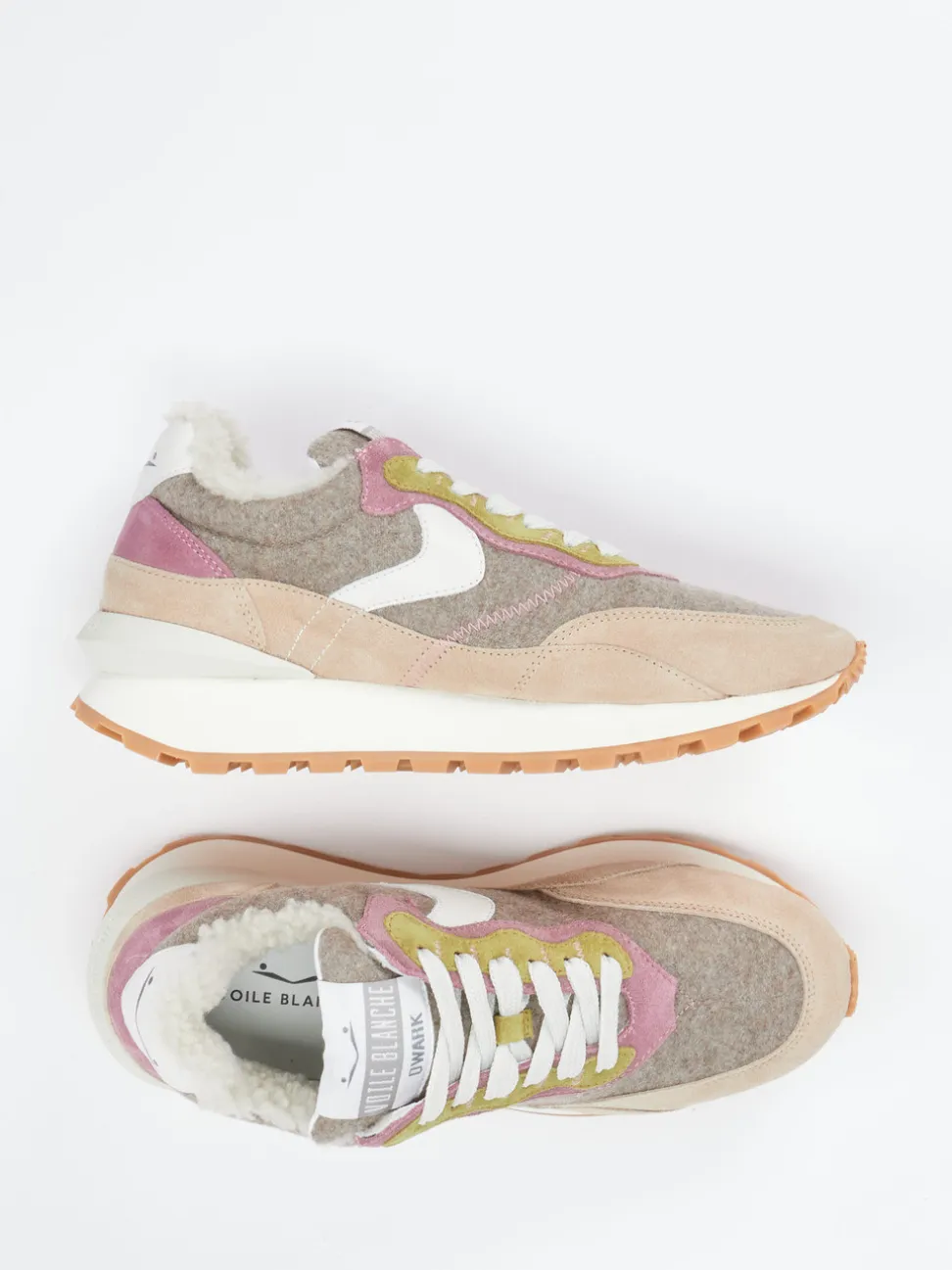 Voile Blanche – Retro-Sneaker aus Veloursleder beige