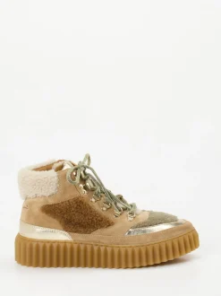 Voile Blanche – Schnürboots aus Veloursleder Beige