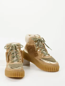 Voile Blanche – Schnürboots aus Veloursleder Beige