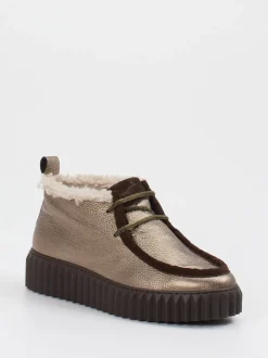 Voile Blanche – Schnürboots aus Metallic-Leder bronzebraun