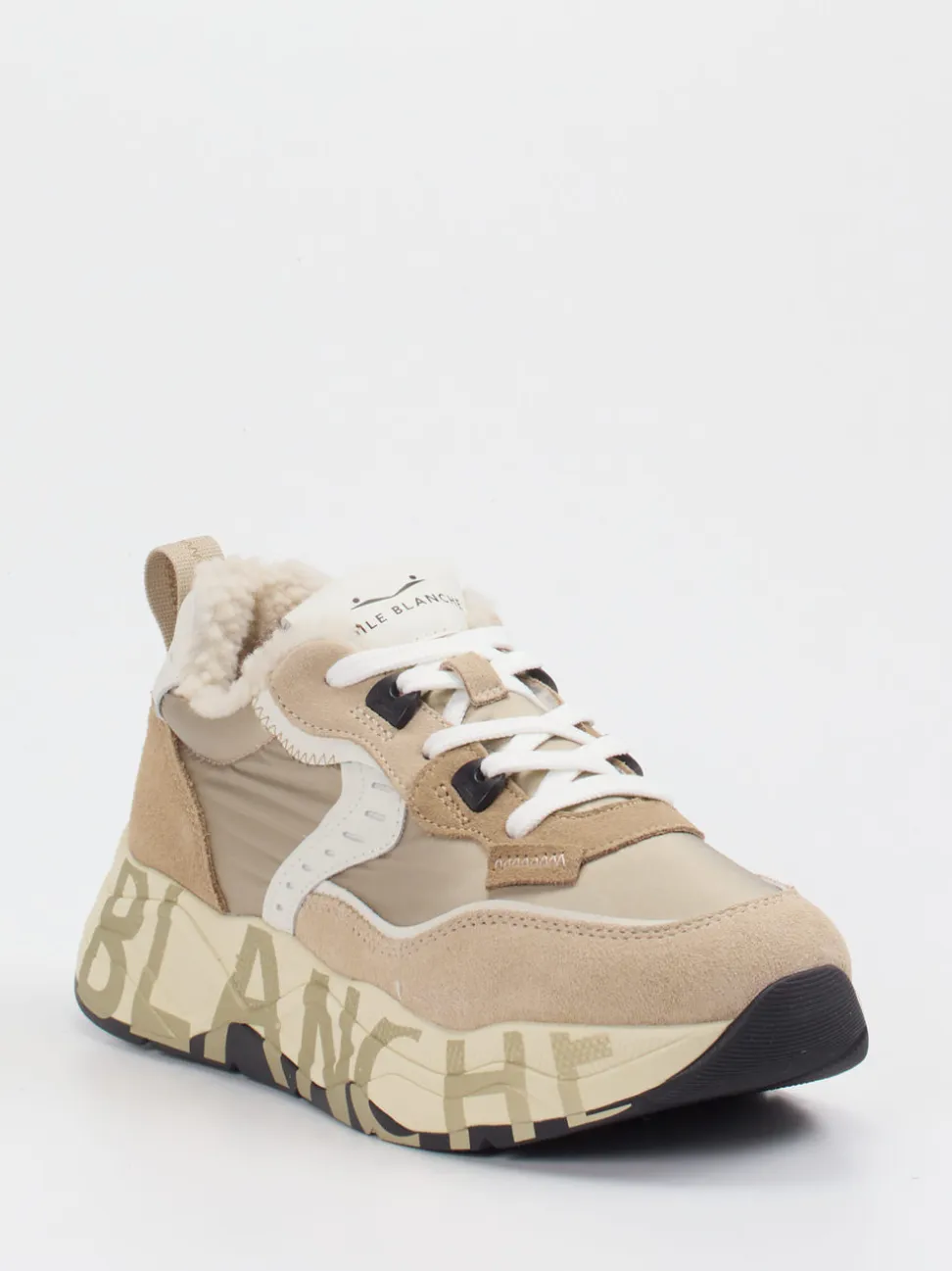 Voile Blanche – Schnürstiefelette aus Veloursleder Beige