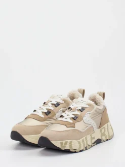 Voile Blanche – Schnürstiefelette aus Veloursleder Beige