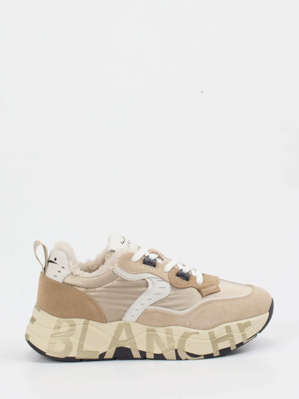 Voile Blanche – Schnürstiefelette aus Veloursleder Beige