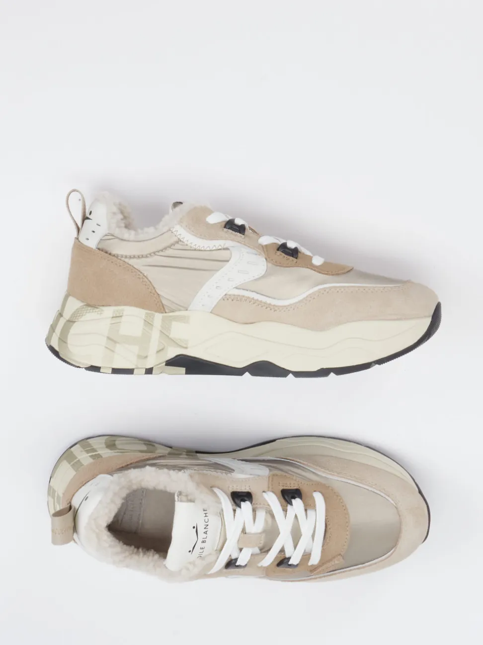 Voile Blanche – Schnürstiefelette aus Veloursleder Beige